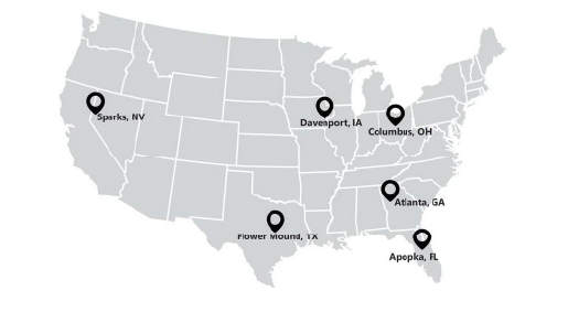 6 locations across the United States